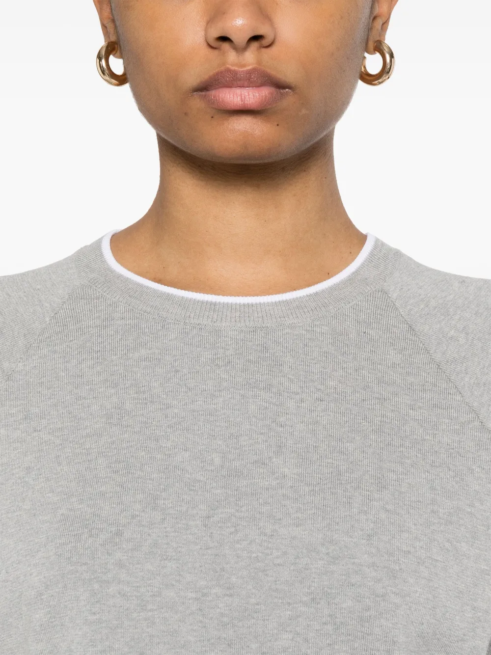 Shop Peserico Contrasting-trim Knitted T-shirt In Grey