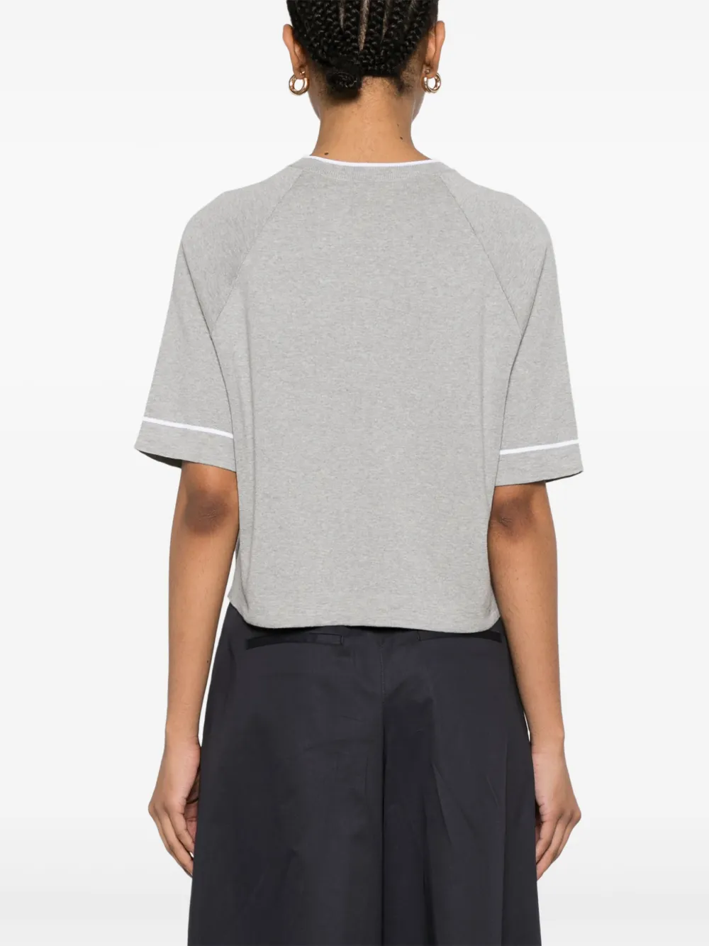 Shop Peserico Contrasting-trim Knitted T-shirt In Grey