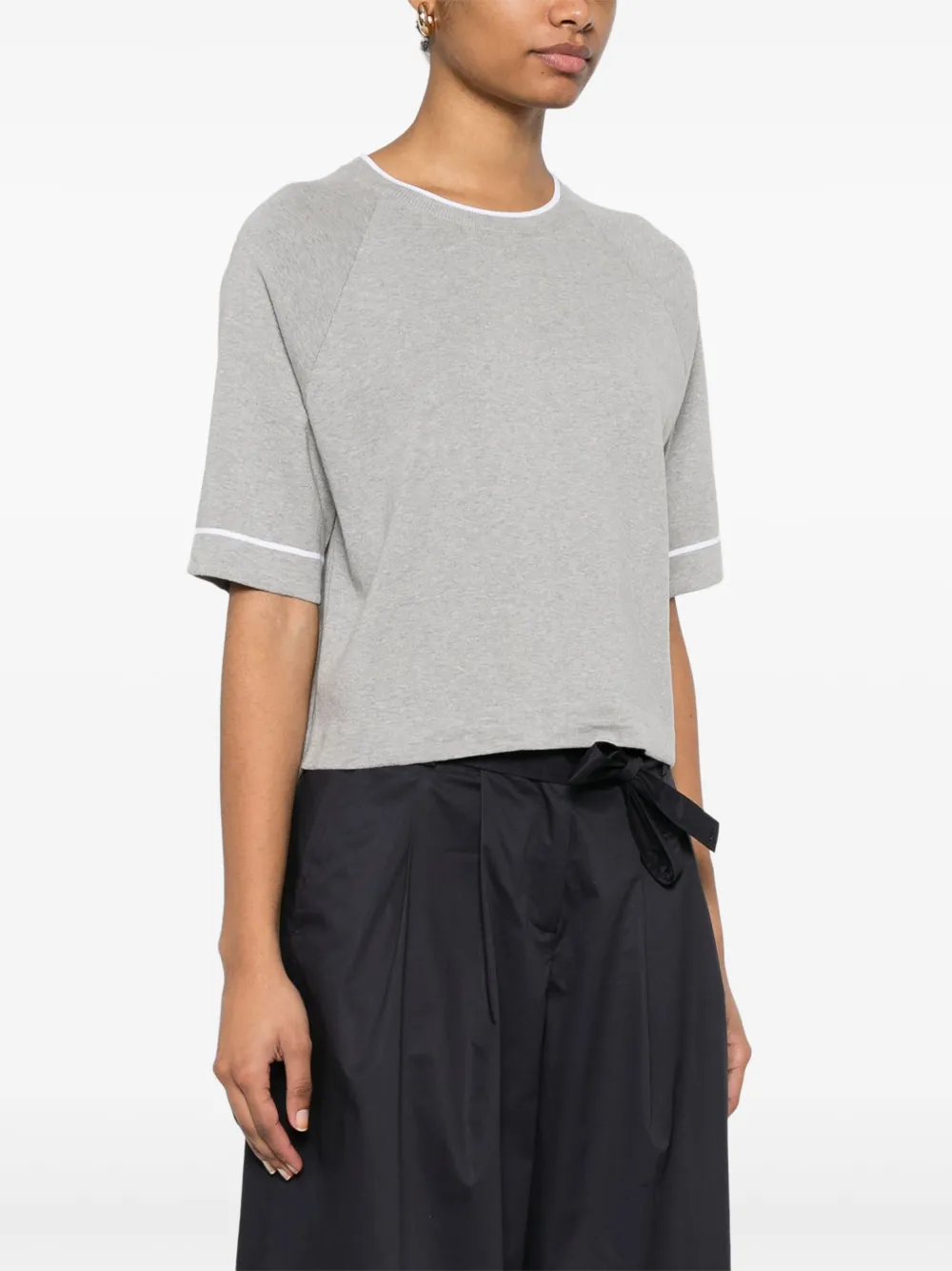Shop Peserico Contrasting-trim Knitted T-shirt In Grey