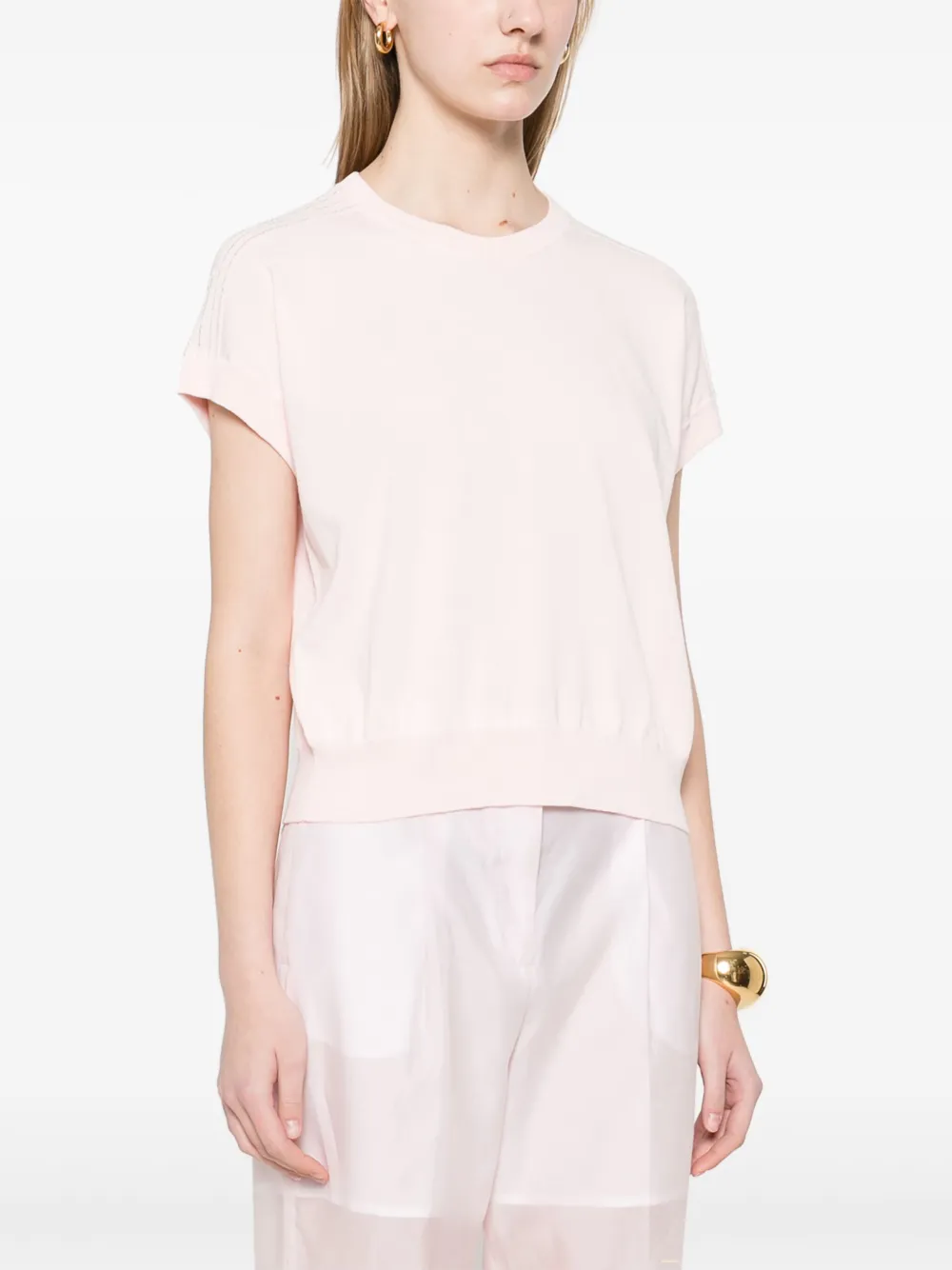 Shop Peserico Bead-embellished T-shirt In Pink