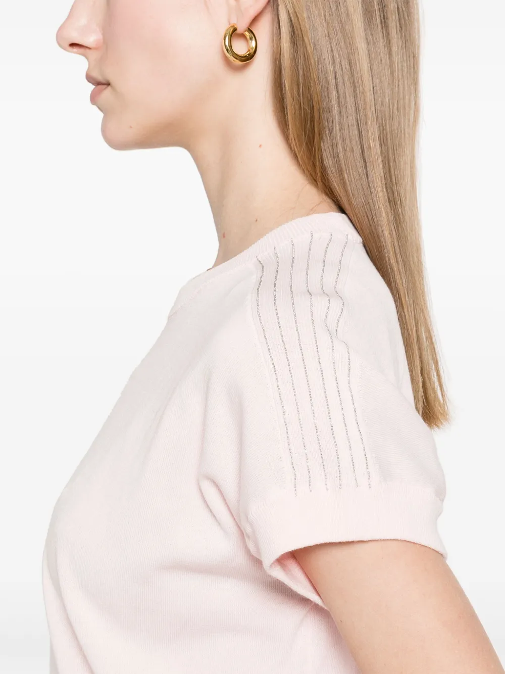 Shop Peserico Bead-embellished T-shirt In Pink