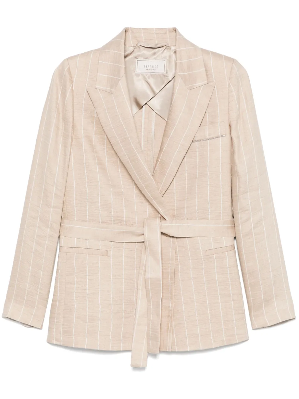 Shop Peserico Striped Blazer In Neutrals