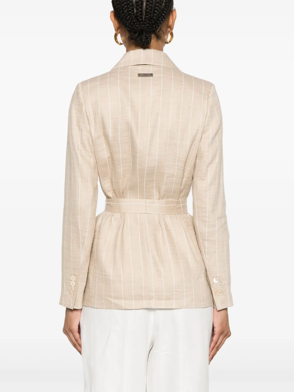 Shop Peserico Striped Blazer In Neutrals