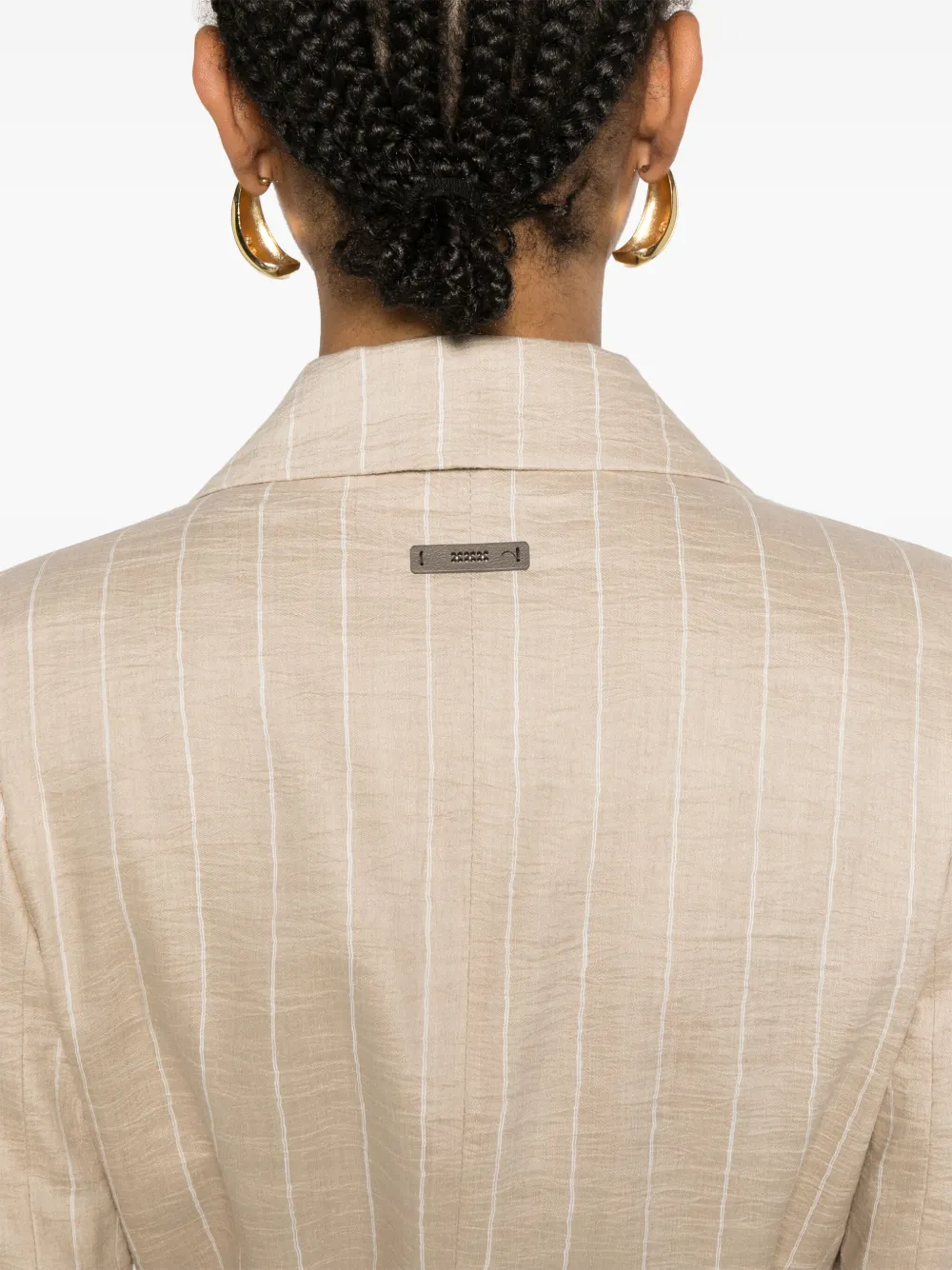 Shop Peserico Striped Blazer In Neutrals
