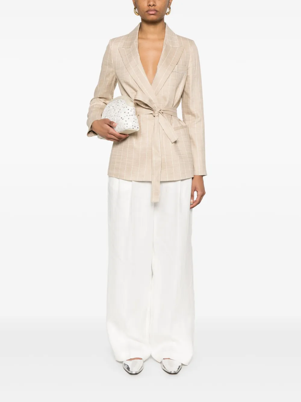 Peserico Gestreepte blazer - Beige