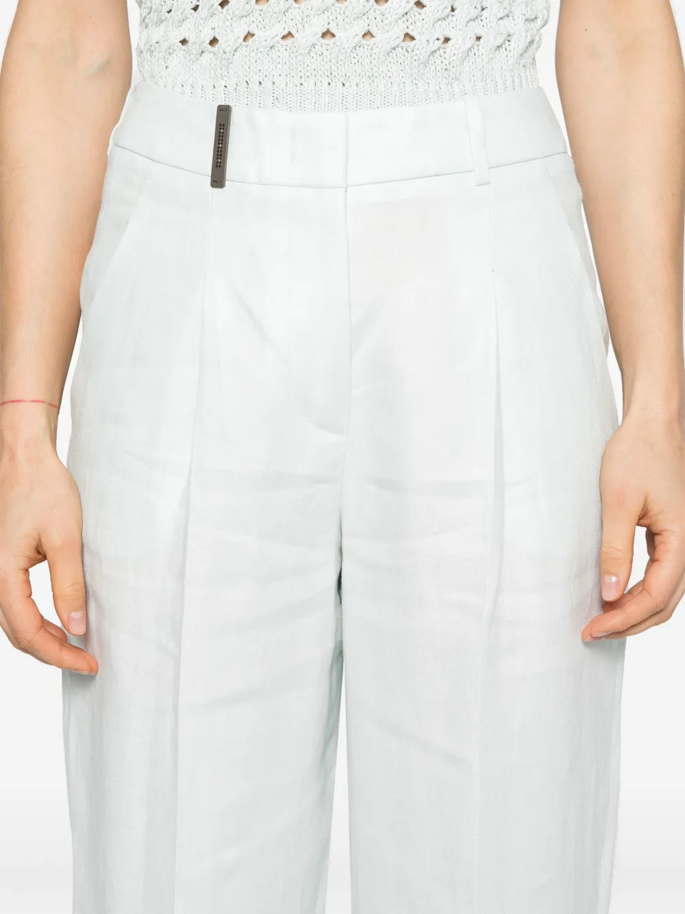 Peserico Linnen broek Blauw