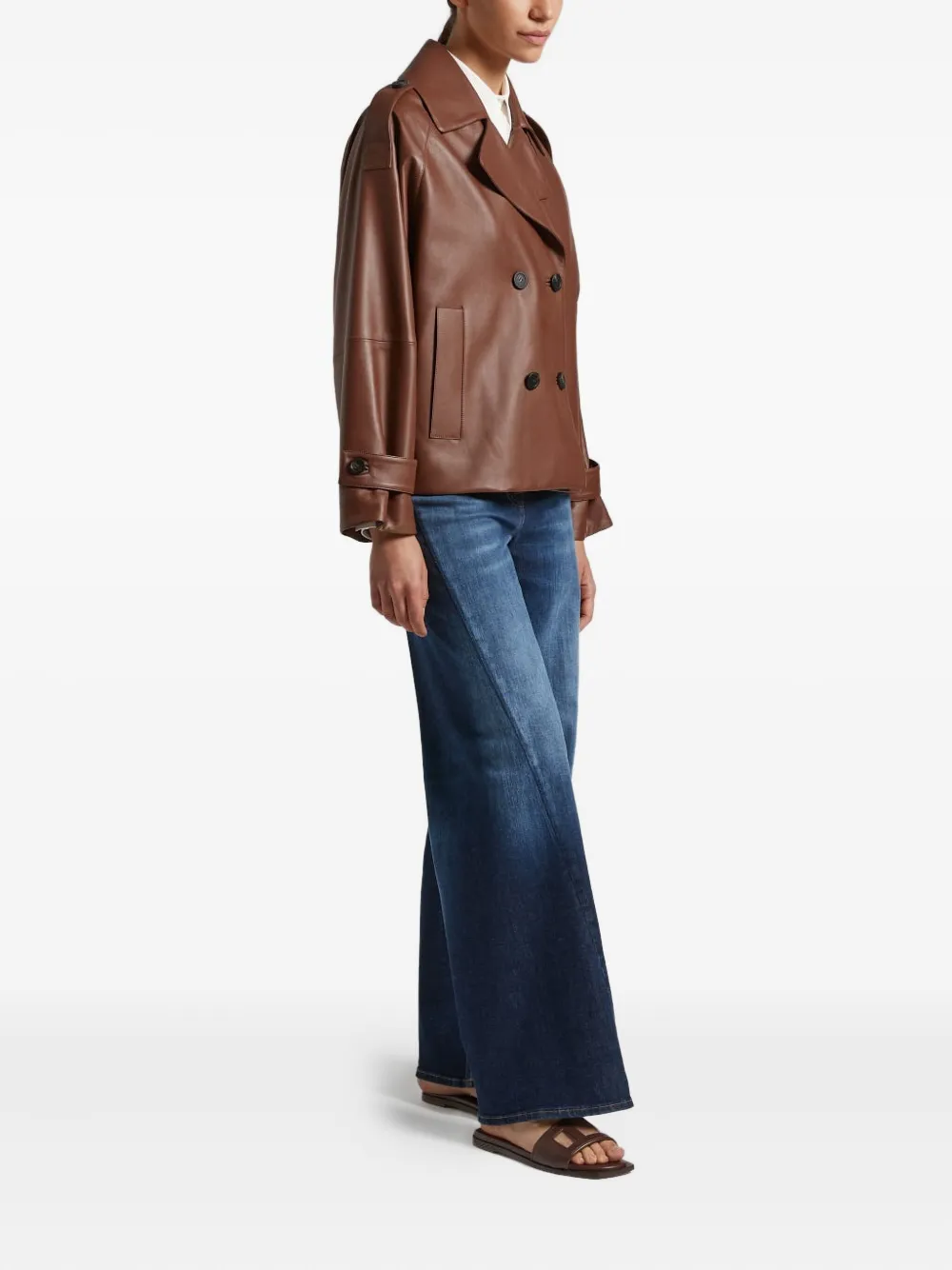 Peserico Jeans met wijde pijpen en vijf zakken - Blauw