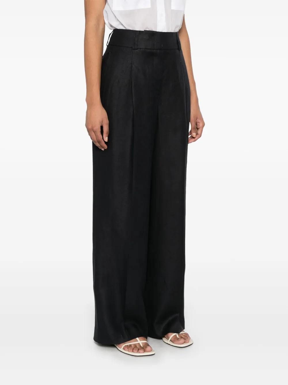 Peserico Linen Palazzo Trousers In Blue