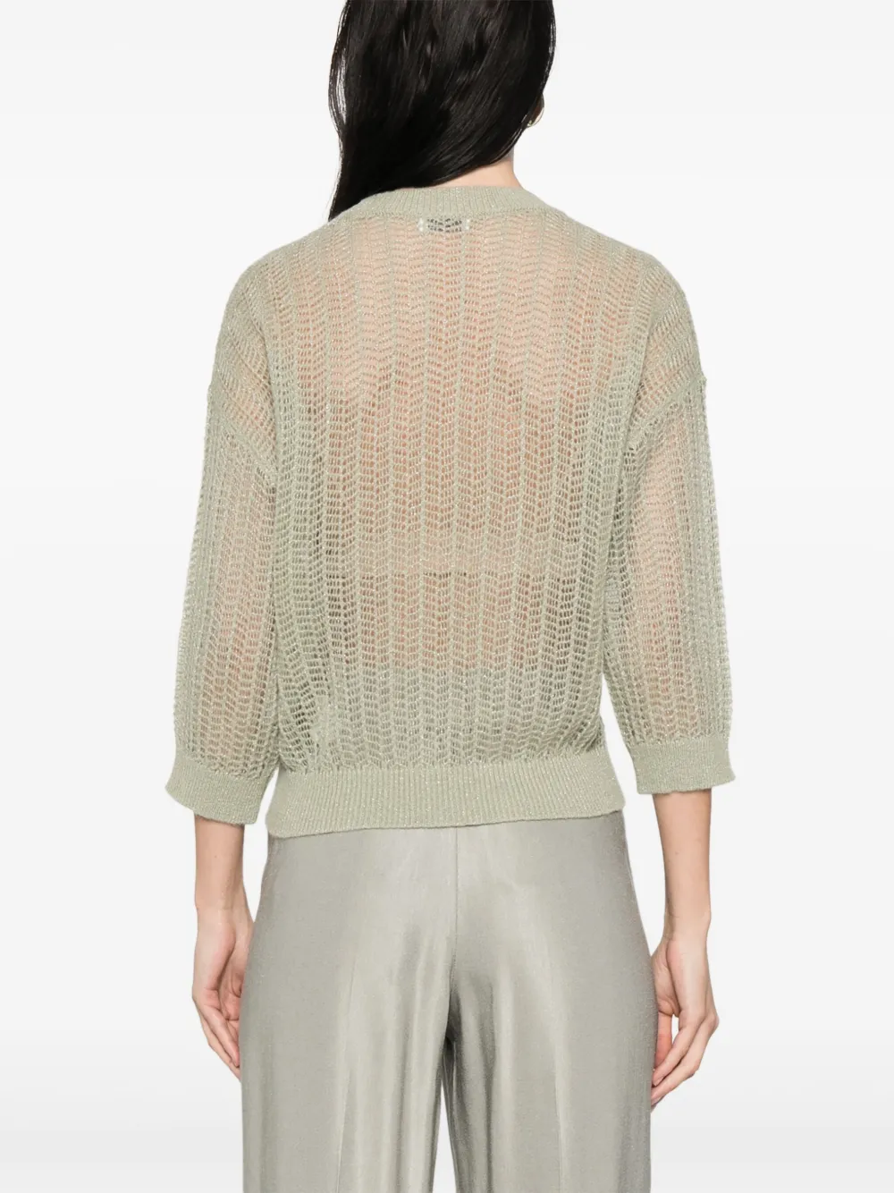 Peserico Lurex gebreide tricot trui Groen