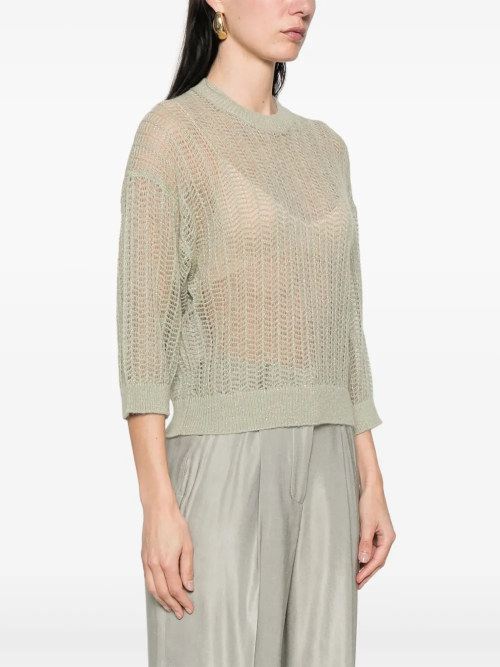 Peserico Lurex gebreide tricot trui Groen