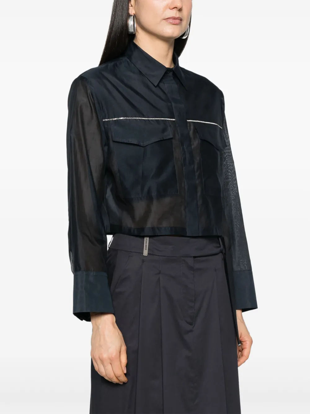 Peserico Cropped blouse Blauw