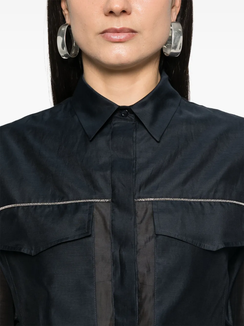 Peserico Cropped blouse Blauw