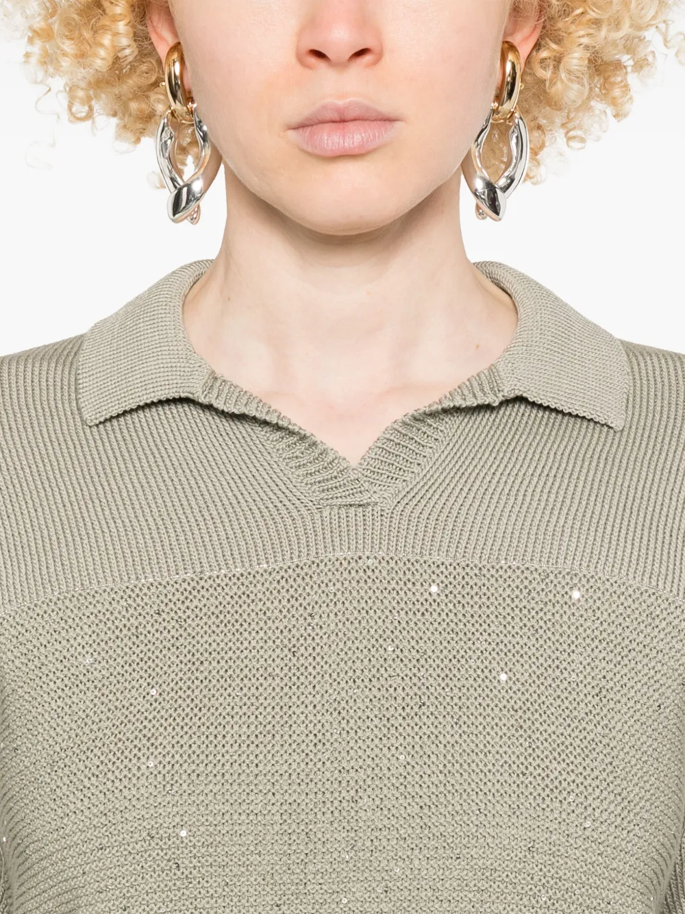 Shop Peserico Sequin-embellished Top In Green