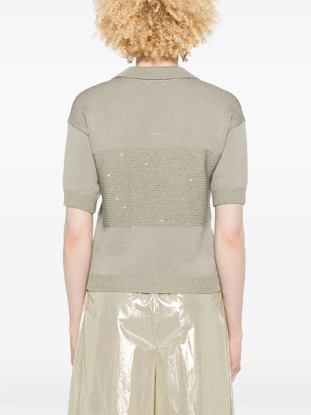 Shop Peserico Sequin-embellished Top In Green