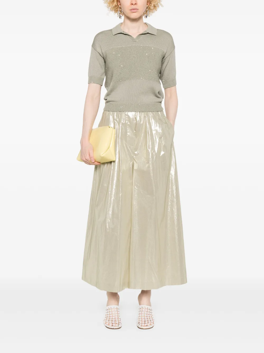 Shop Peserico Sequin-embellished Top In Green