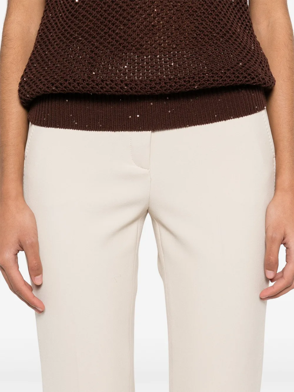 Peserico Plooibroek met toelopende pijpen Beige