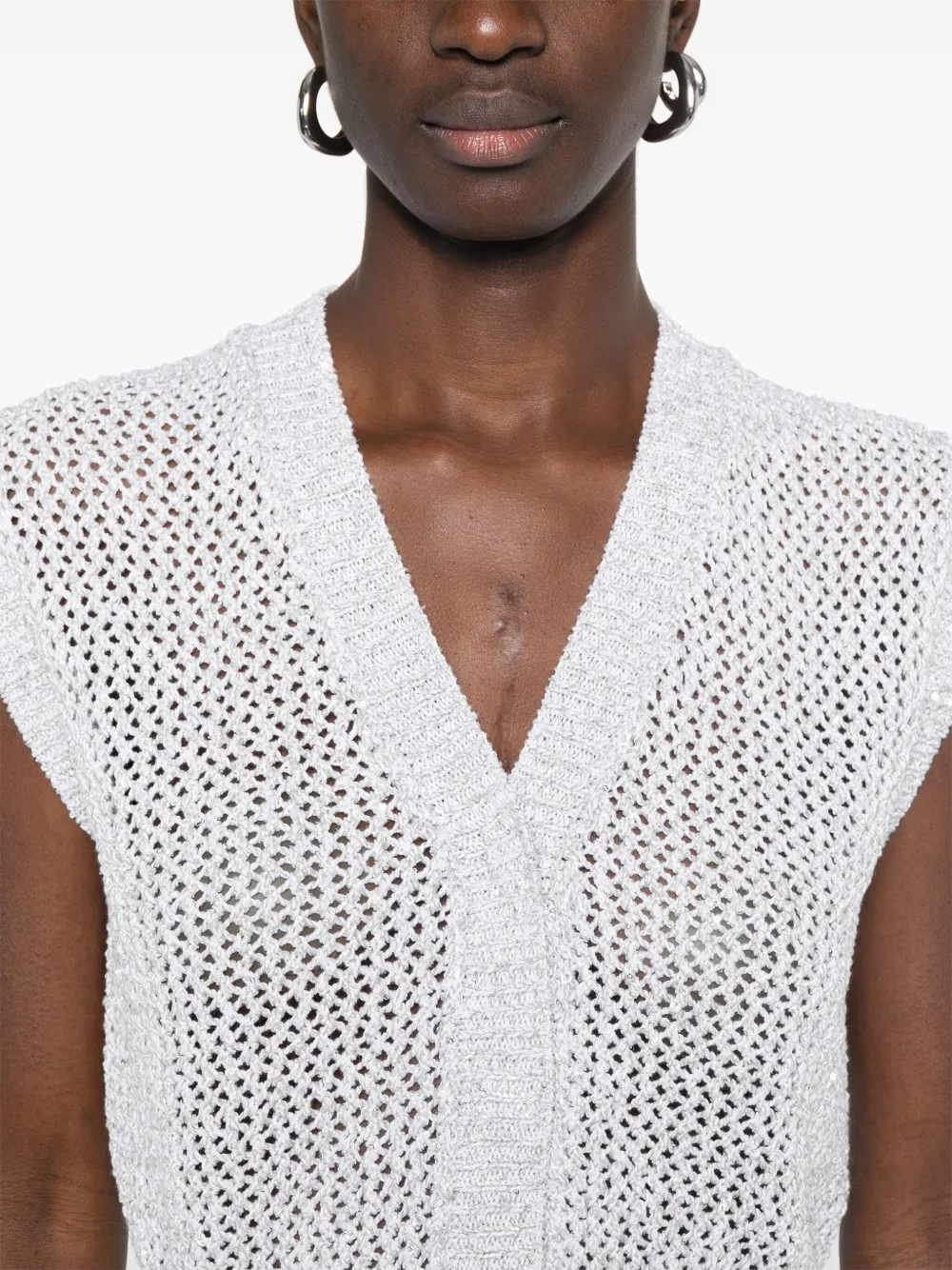 Shop Peserico Sequin-embellished Cardigan In Grey