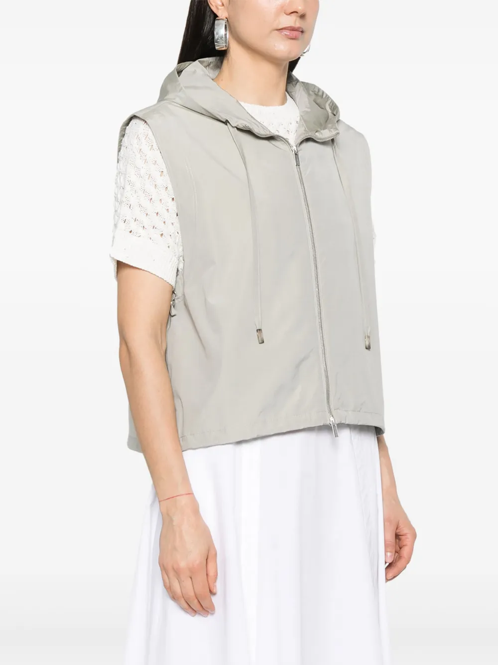 Shop Peserico Hooded Gilet In Green