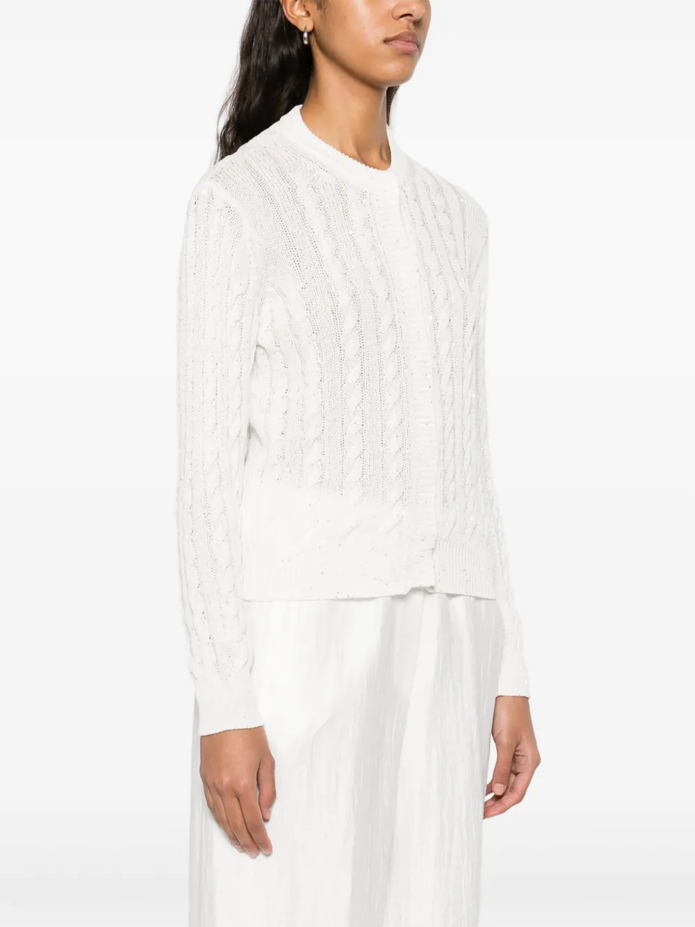 Shop Peserico Sequinned Cardigan In White