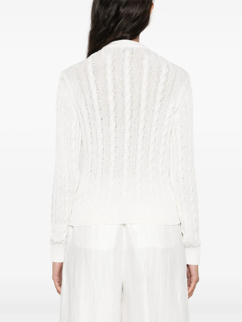 Shop Peserico Sequinned Cardigan In White
