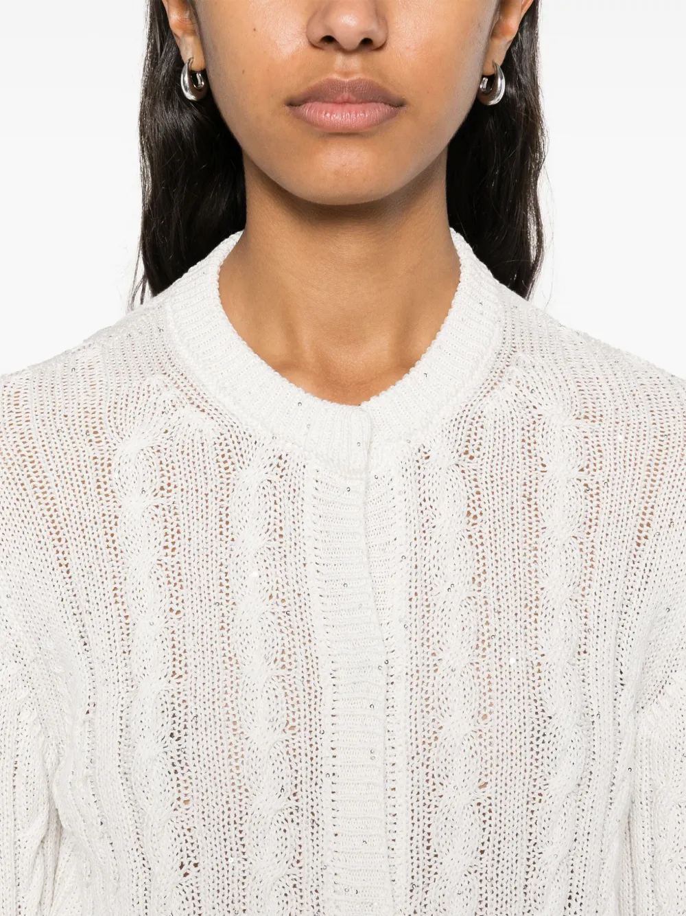 Shop Peserico Sequinned Cardigan In White
