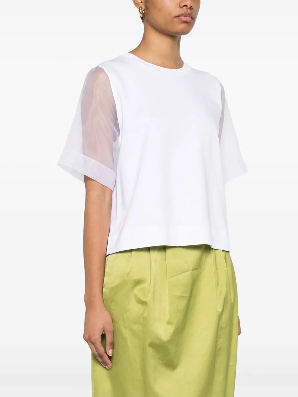 Peserico T-shirt met organza detail Wit
