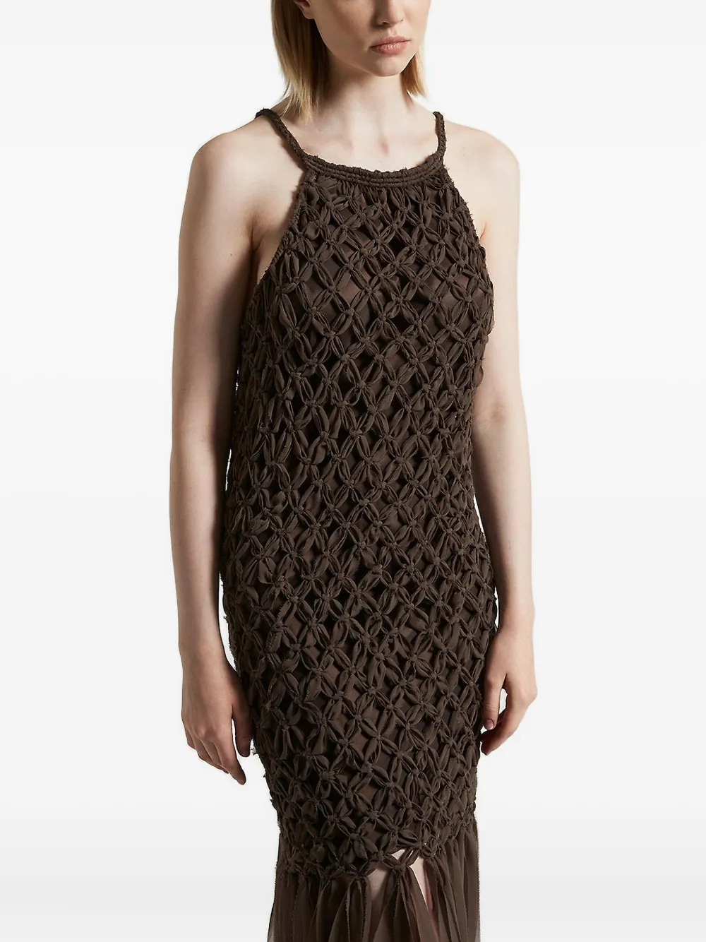 Peserico crochet-trimmed midi dress | Brown | Image 1