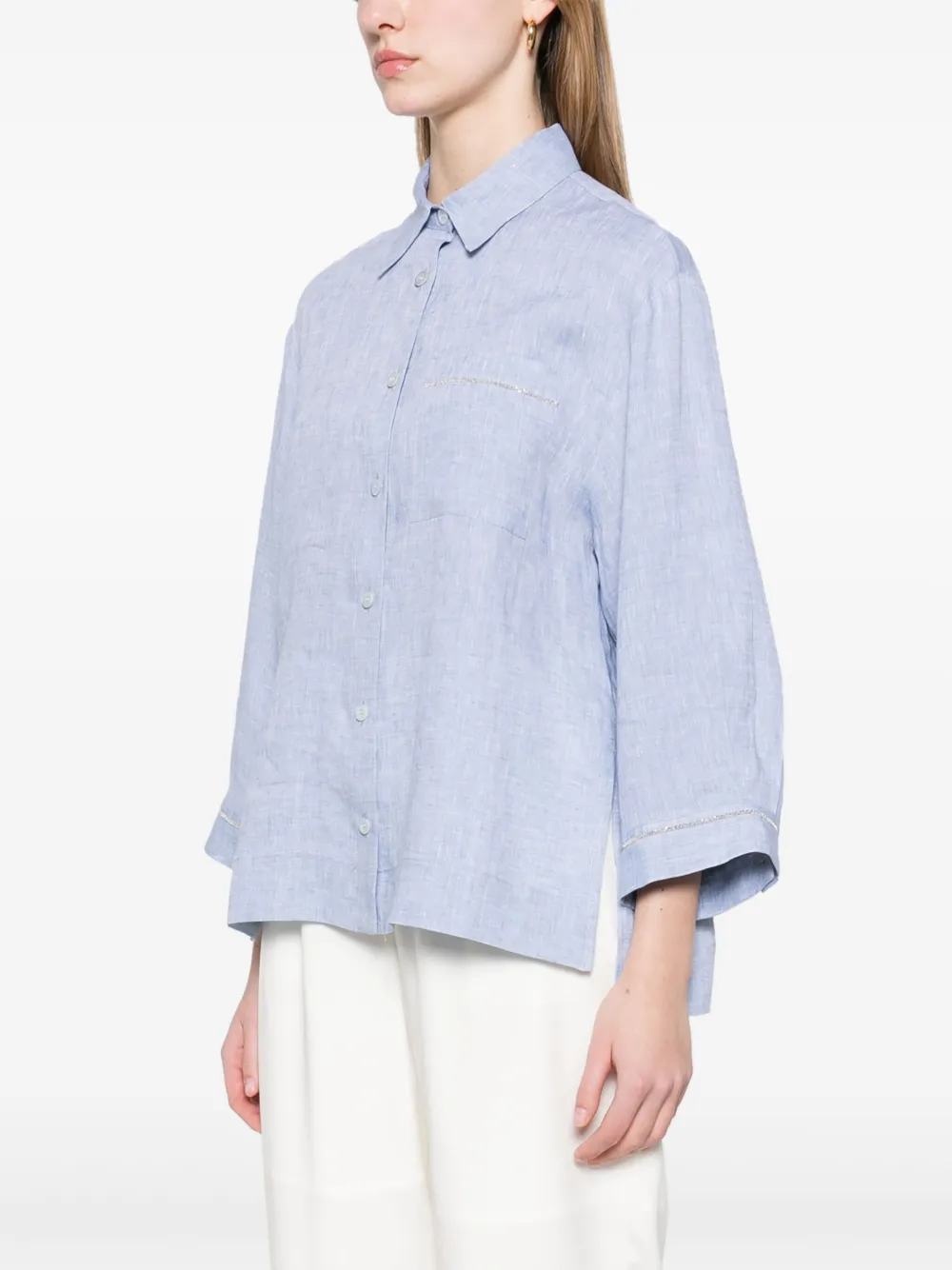 Shop Peserico Linen Shirt In Blue
