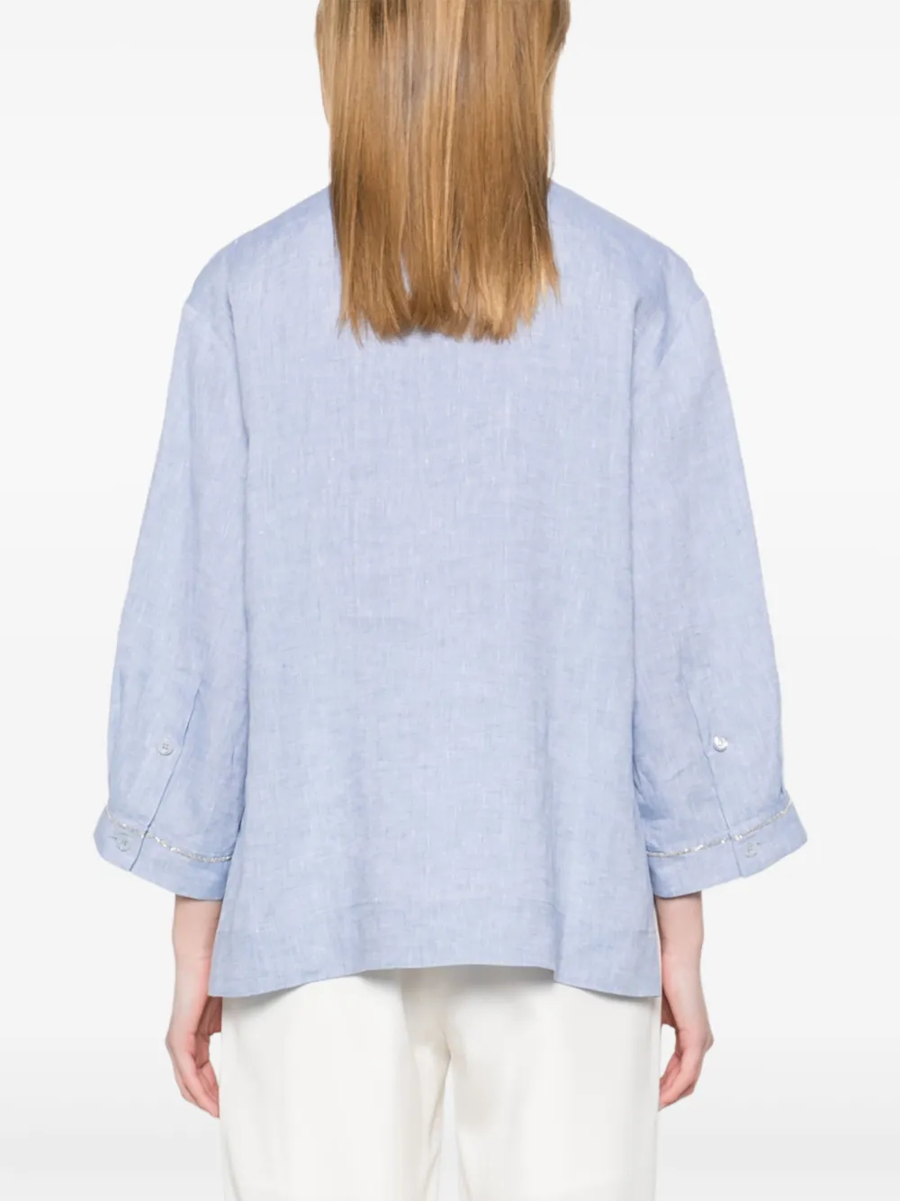 Shop Peserico Linen Shirt In Blue