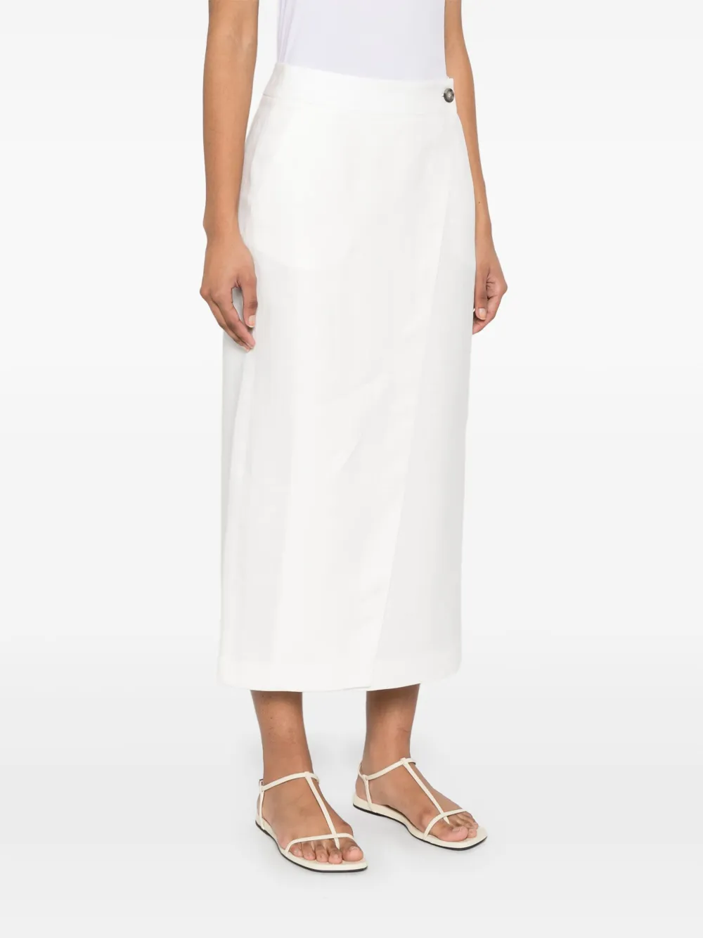 Shop Peserico Wrap Midi Skirt In White