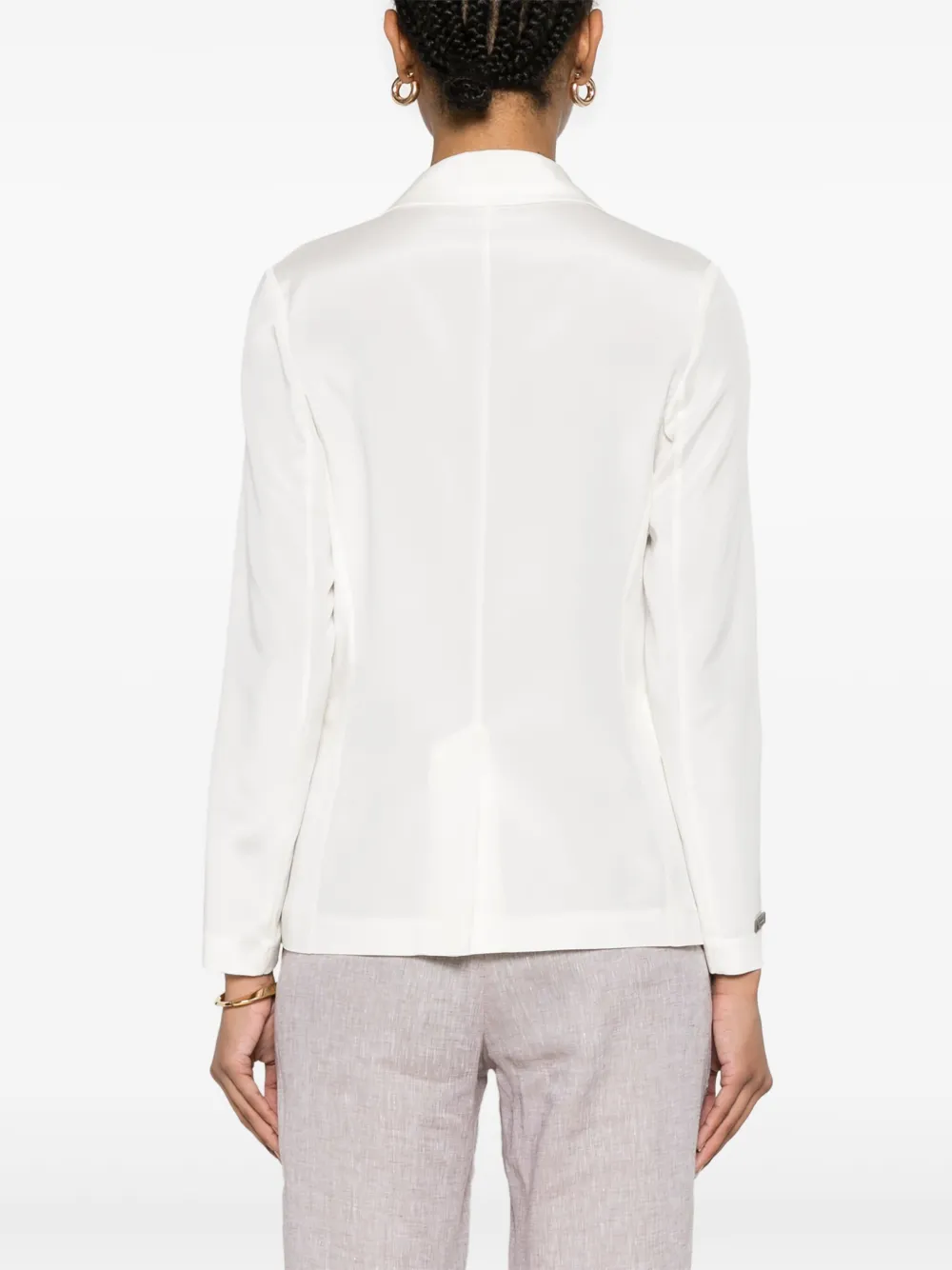 Shop Peserico Crepe De Chine Blazer In White