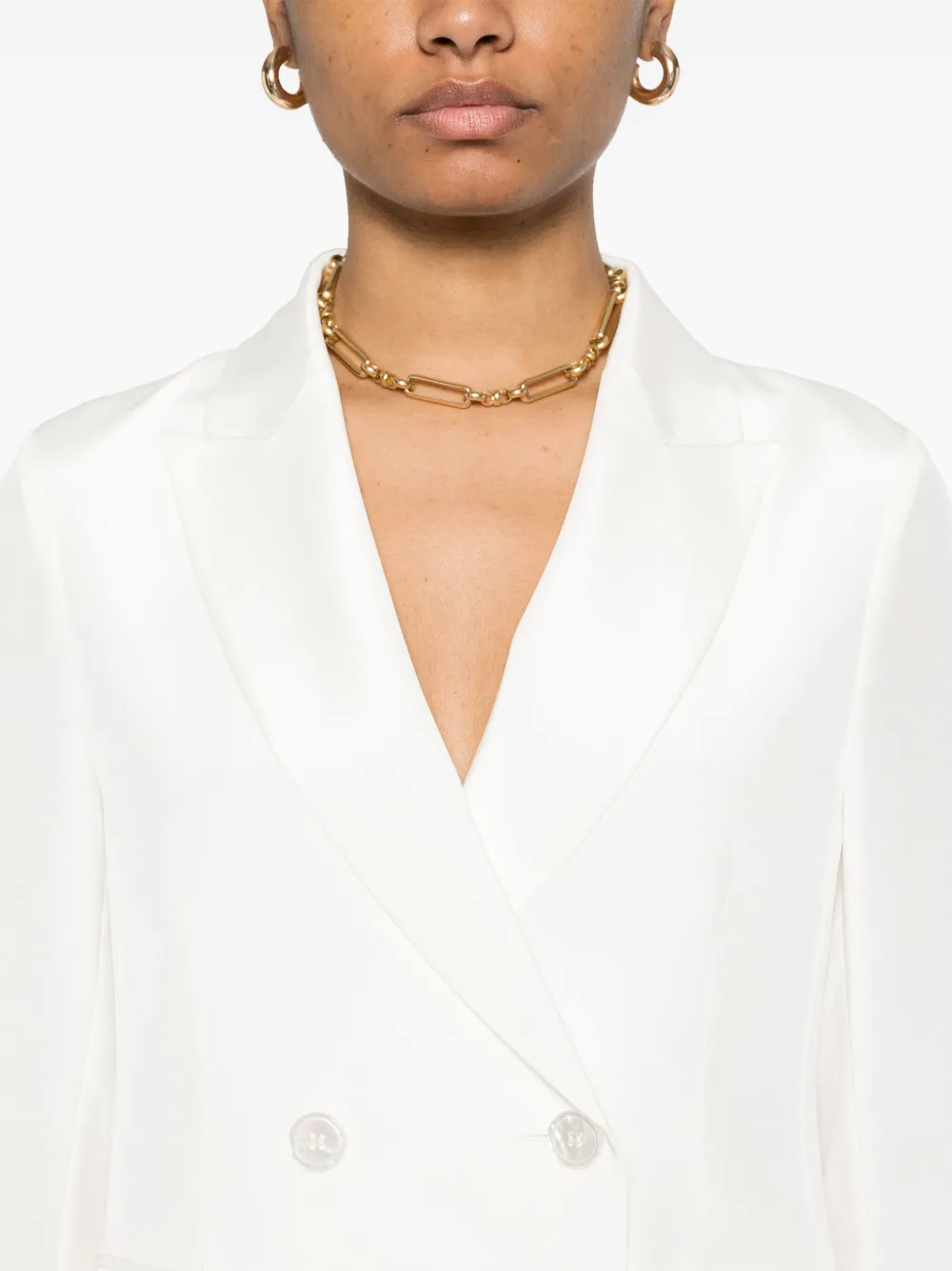 Shop Peserico Crepe De Chine Blazer In White