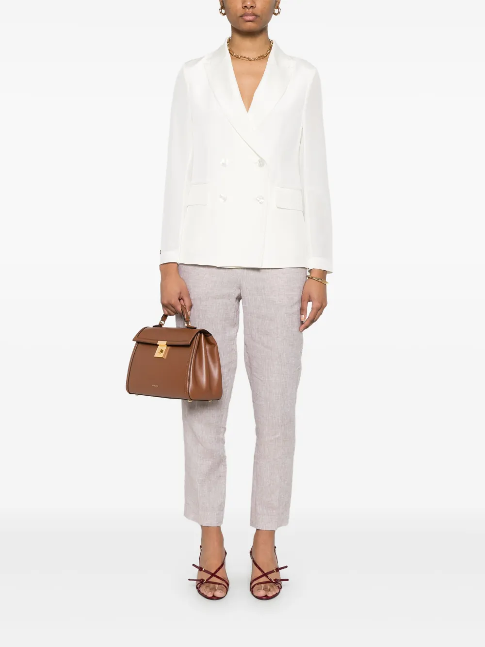 Shop Peserico Crepe De Chine Blazer In White