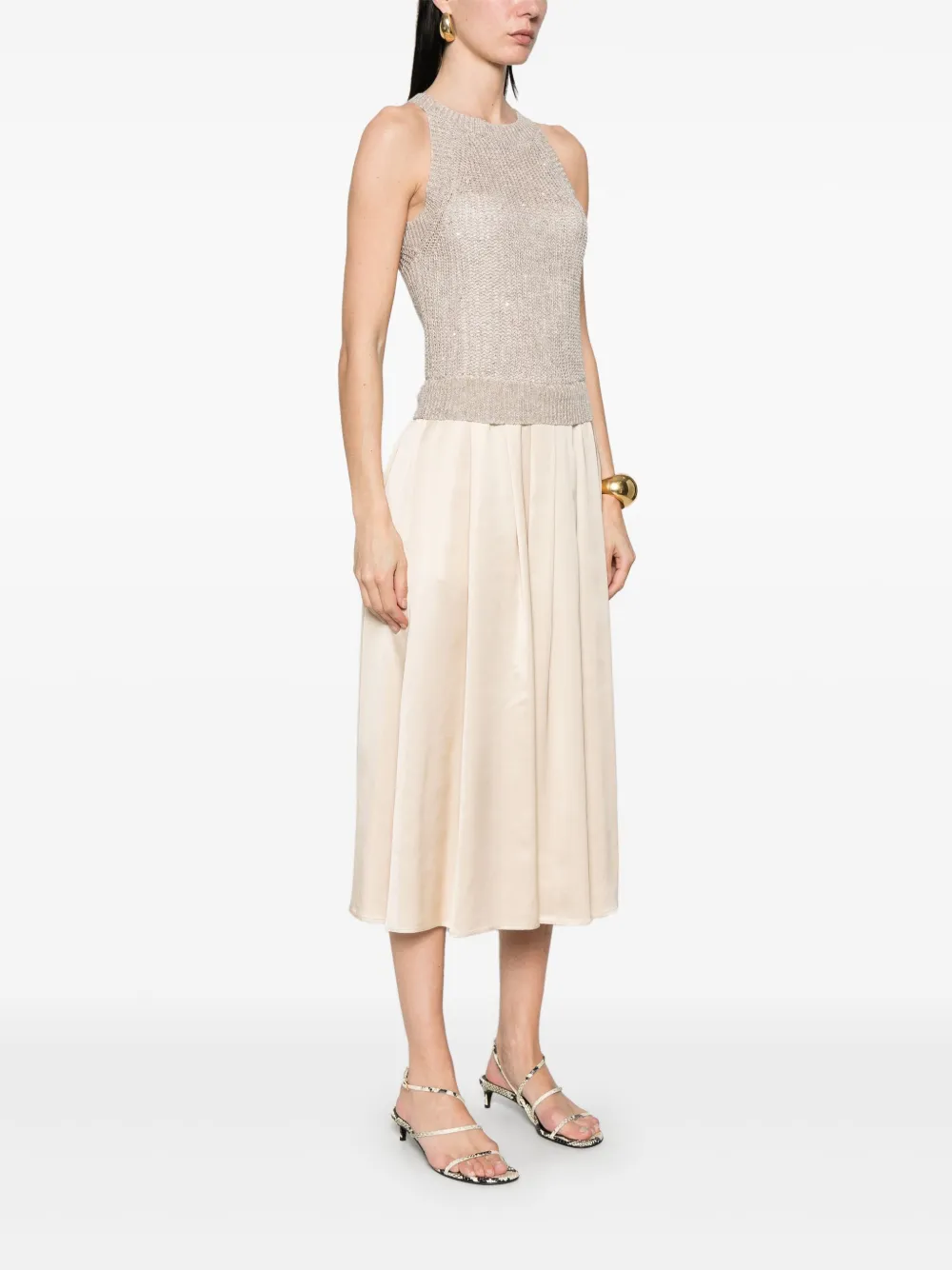 Shop Peserico Sequin-embellished Maxi Dress In Neutrals