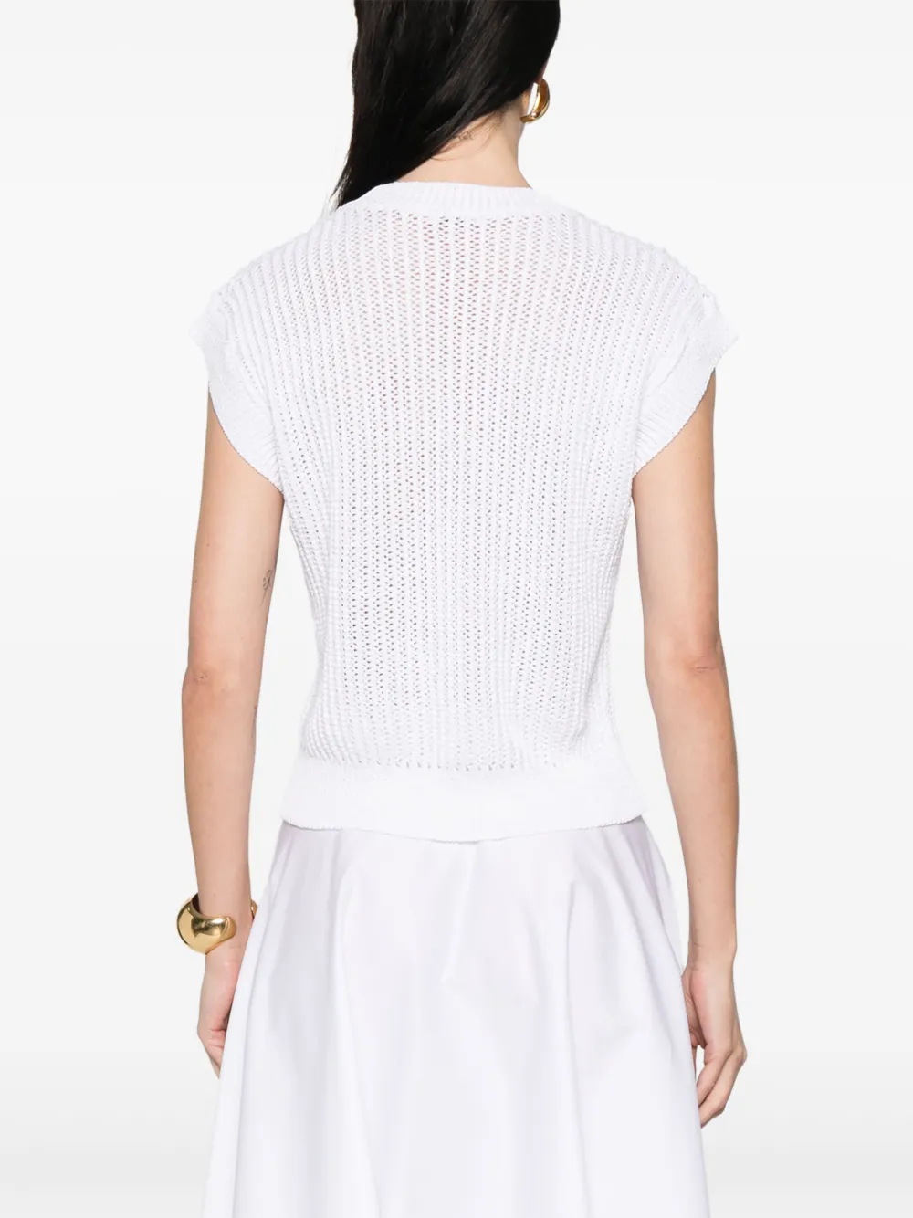 Shop Peserico Ribbed-knit Vest In White