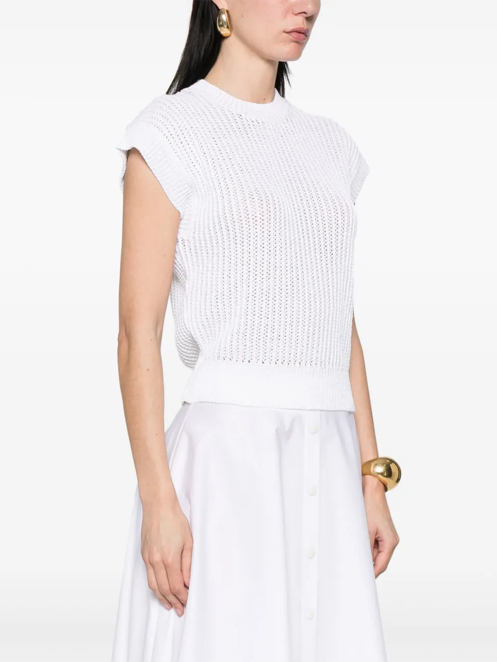 Shop Peserico Ribbed-knit Vest In White