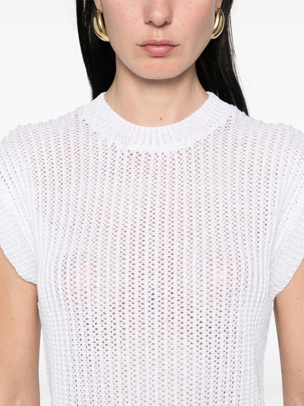 Shop Peserico Ribbed-knit Vest In White