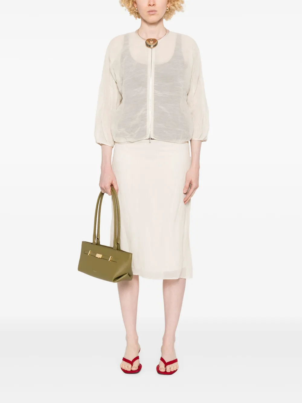 Shop Peserico Organza Jacket In Neutrals