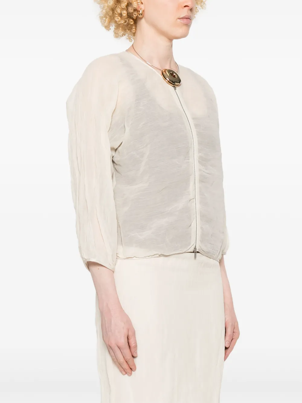 Shop Peserico Organza Jacket In Neutrals