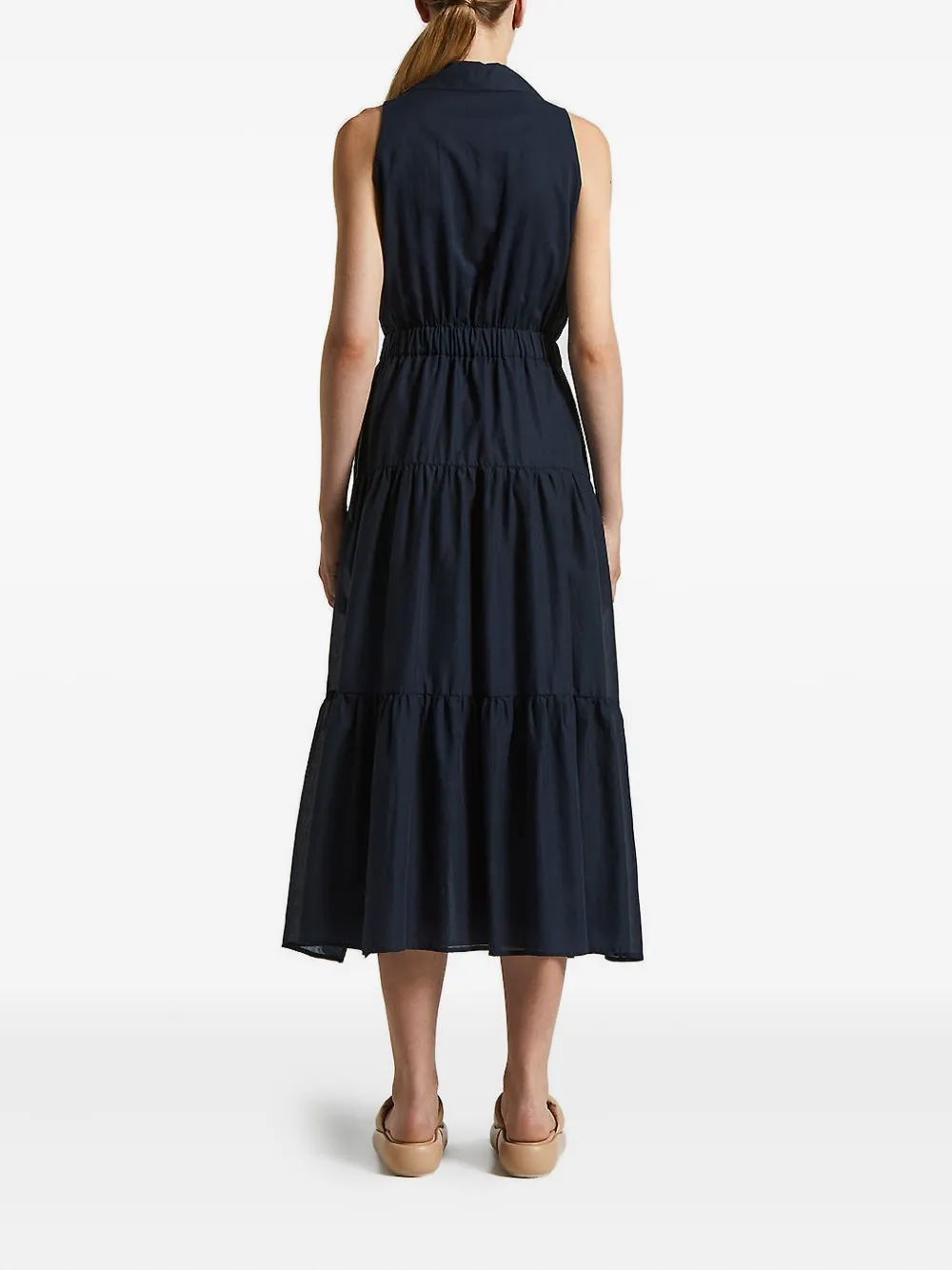 Peserico Easy Tiered Midi Dress In Blue