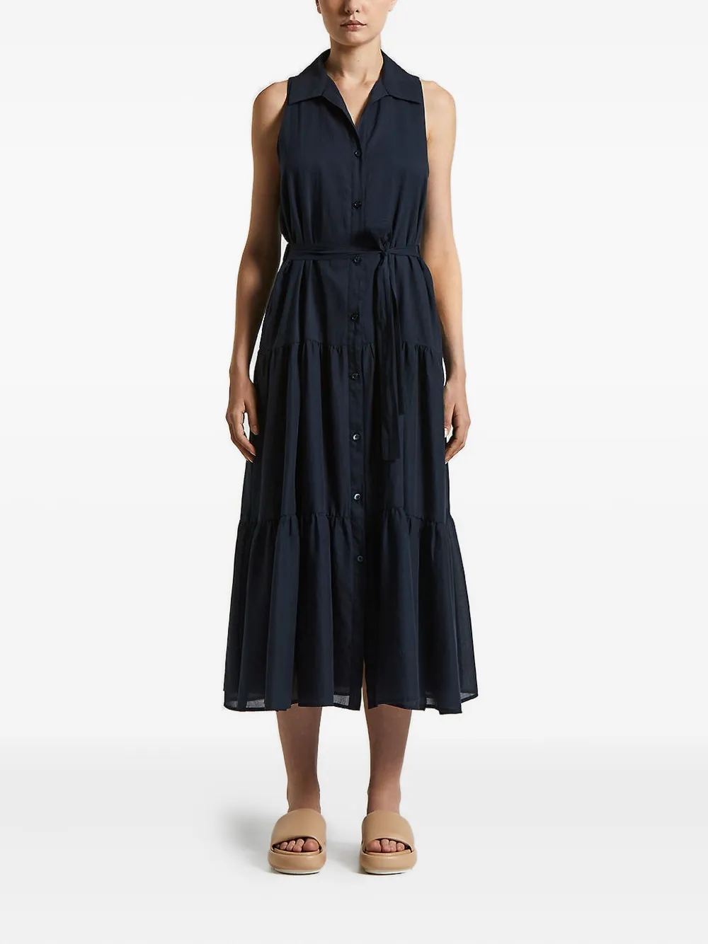 Peserico Easy Tiered Midi Dress In Blue