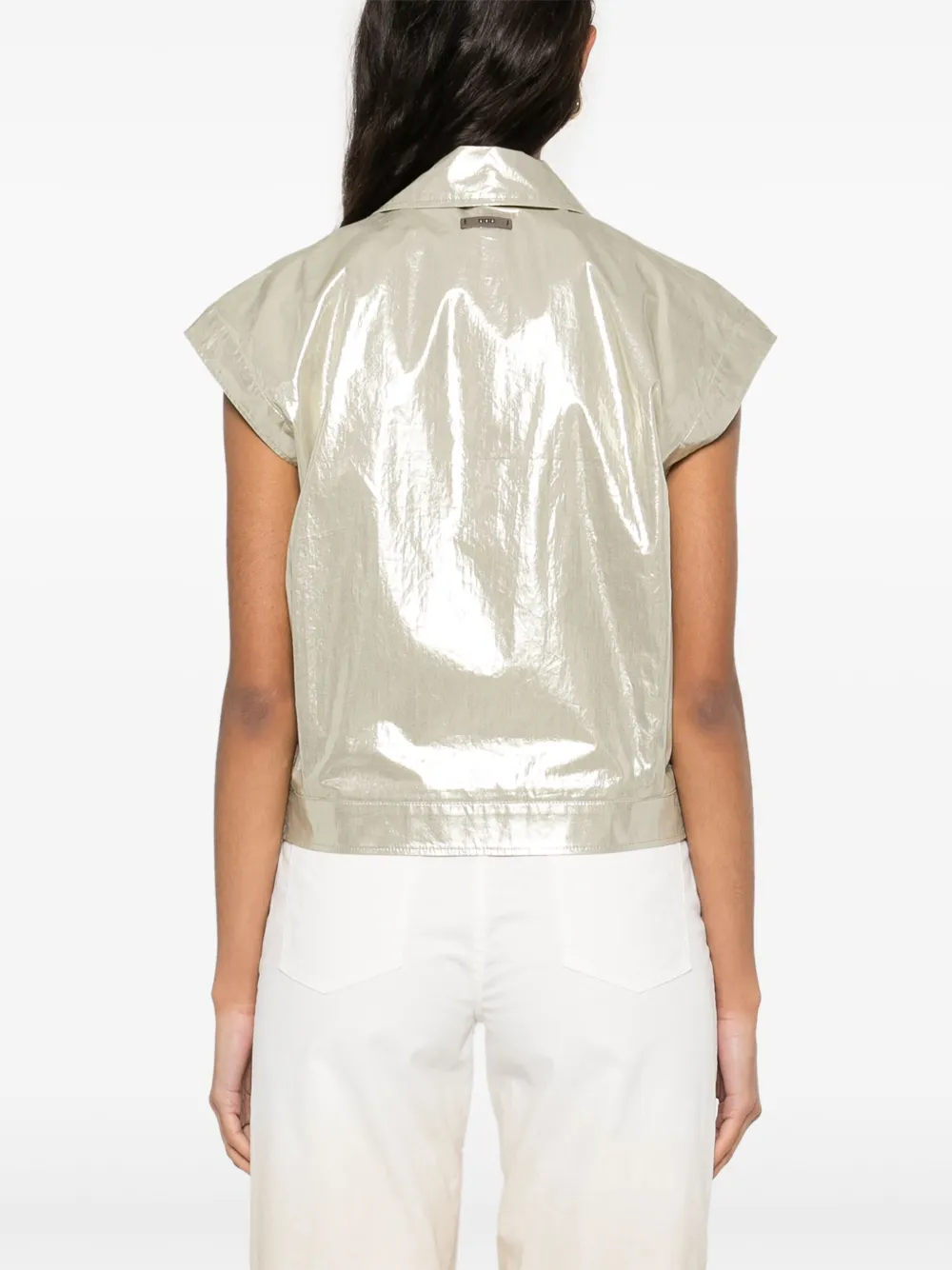 Shop Peserico Laminated Cotton Shirt In Gold