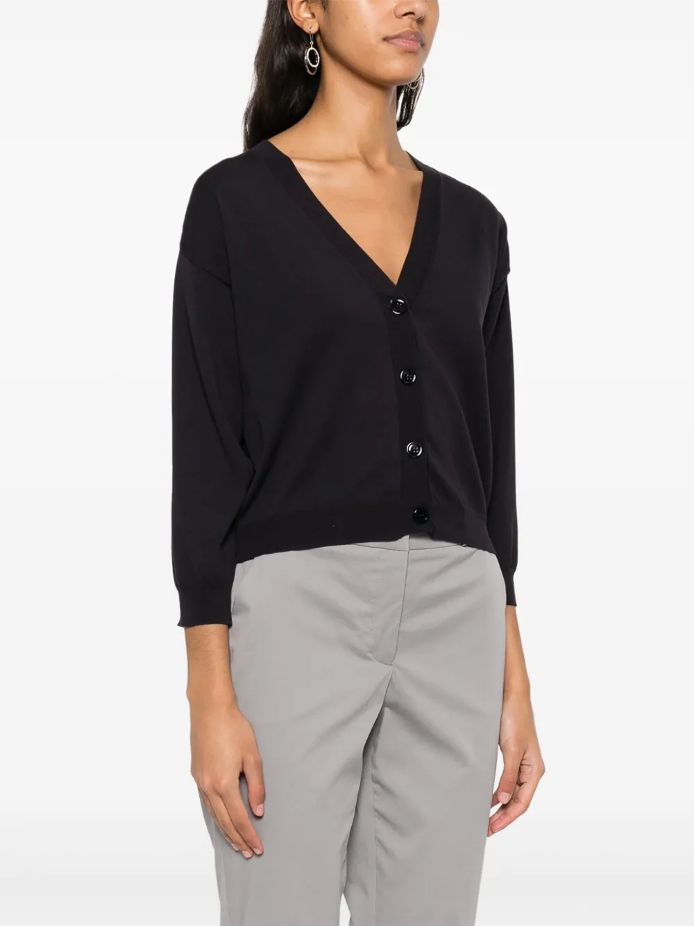 Shop Peserico Cotton Cardigan In Blue