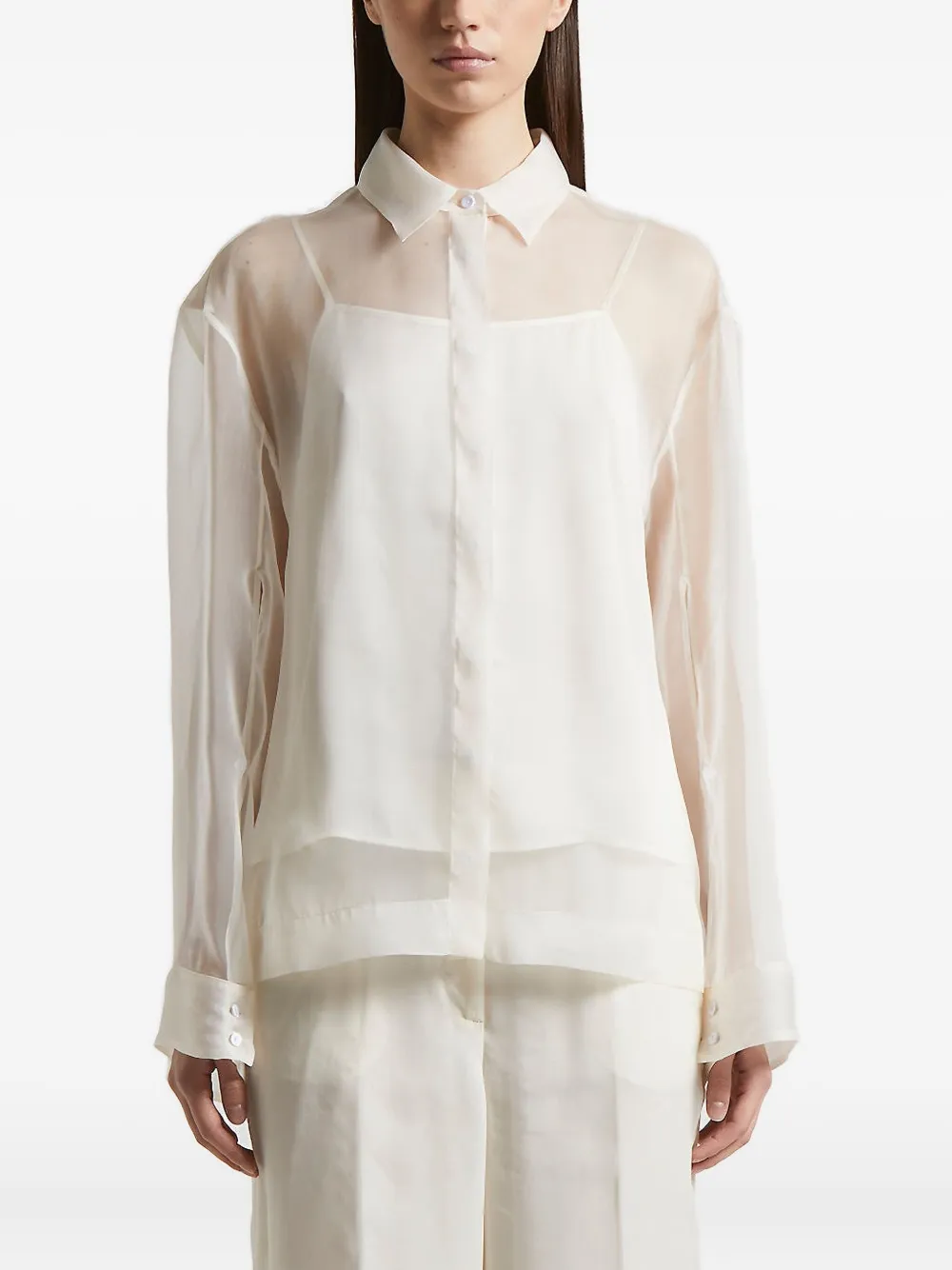 Peserico sheer-panelled shirt | Neutrals | Image 1