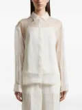 Peserico sheer-panelled shirt - Neutrals