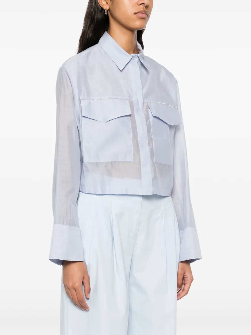 Peserico Cropped blouse Blauw