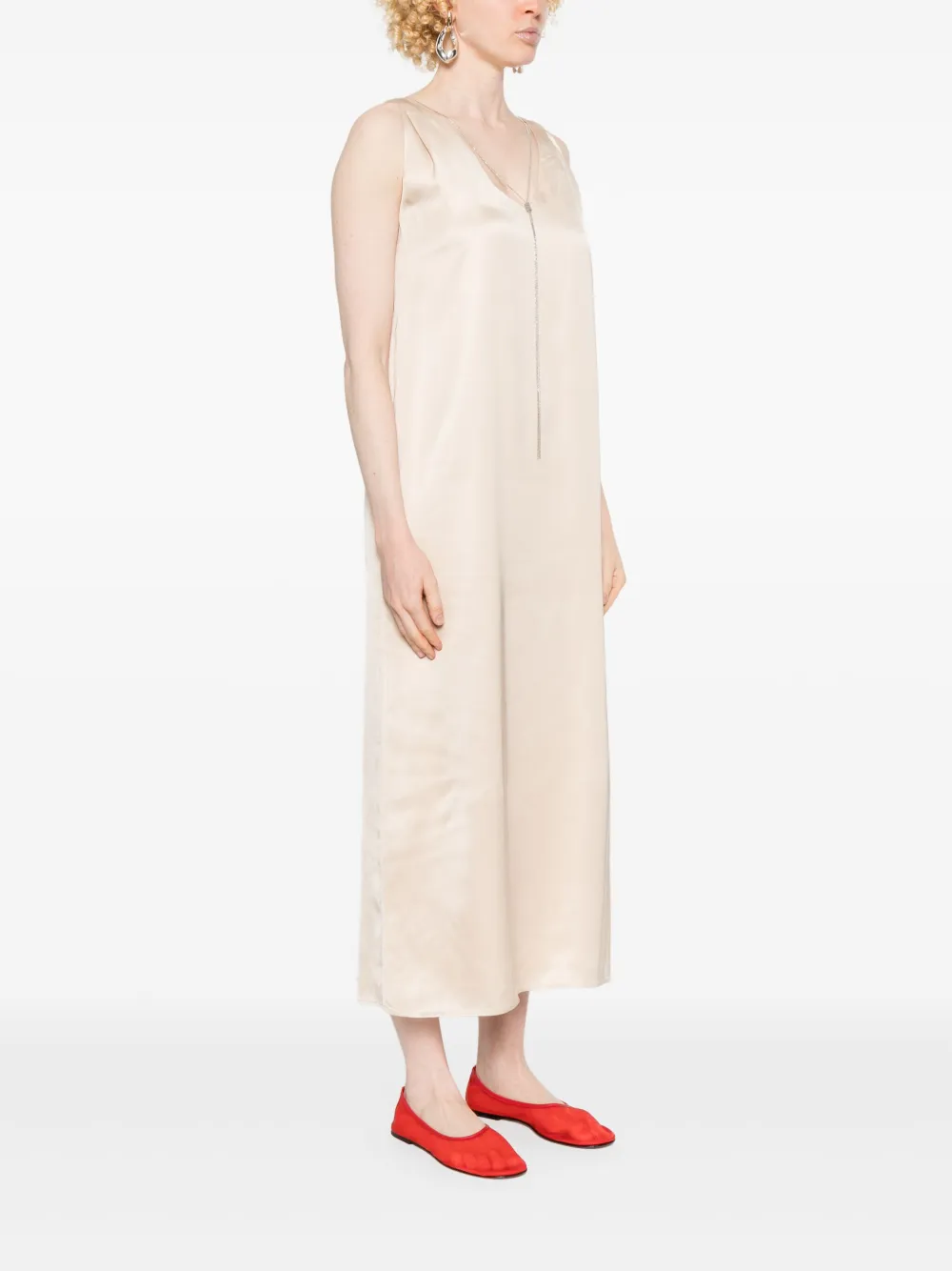 PESERICO MONILI-CHAIN DETAILED MIDI DRESS