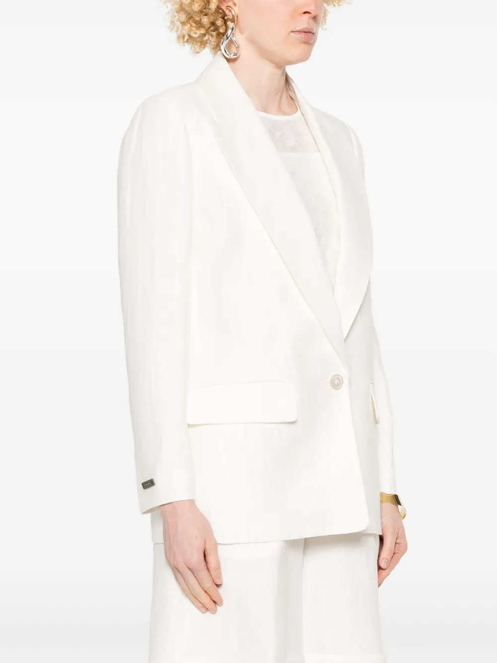 Shop Peserico Single-breasted Blazer In White