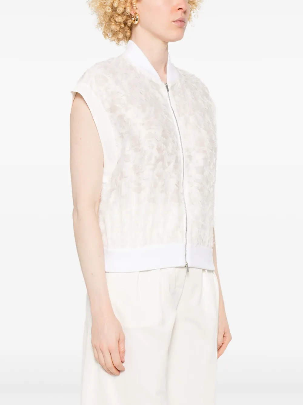 Shop Peserico Fil-coupé Effect Organza Jacket In White