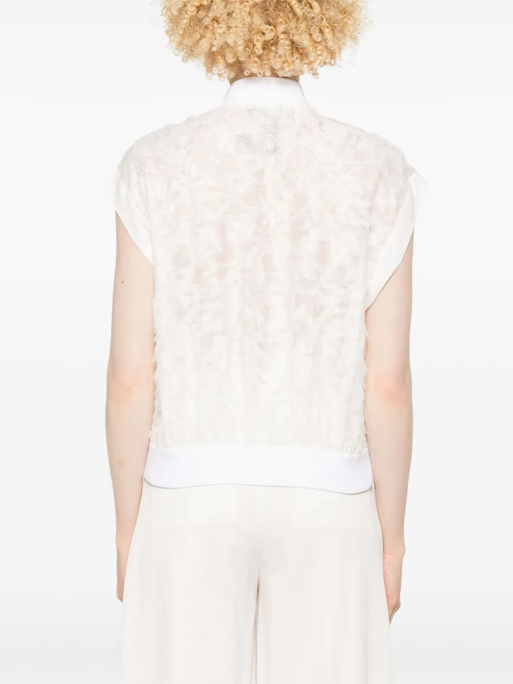 Shop Peserico Fil-coupé Effect Organza Jacket In White